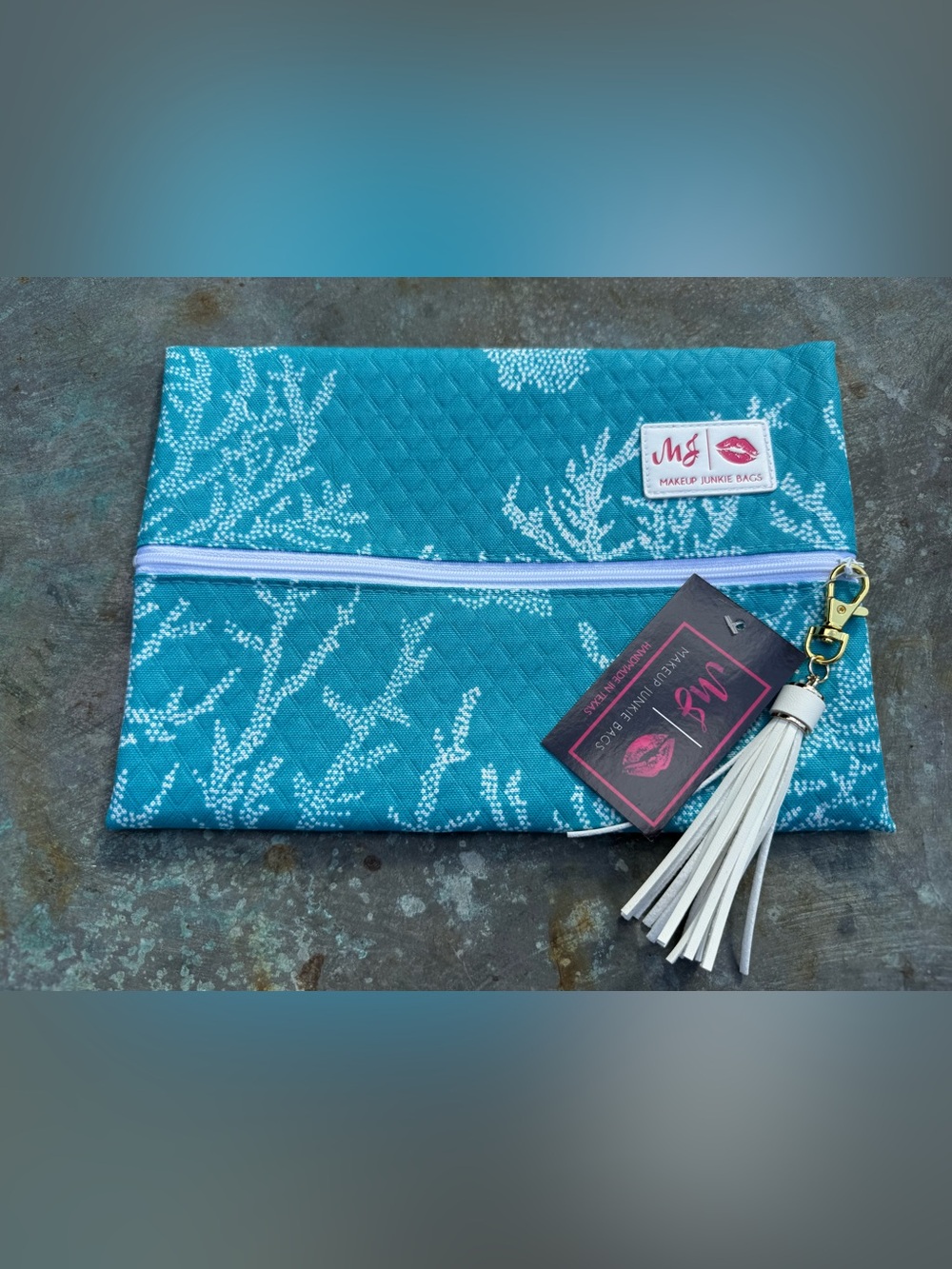 Makeup Junkie Medium Coral-Print Quilted Bag